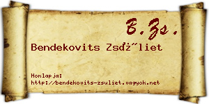 Bendekovits Zsüliet névjegykártya